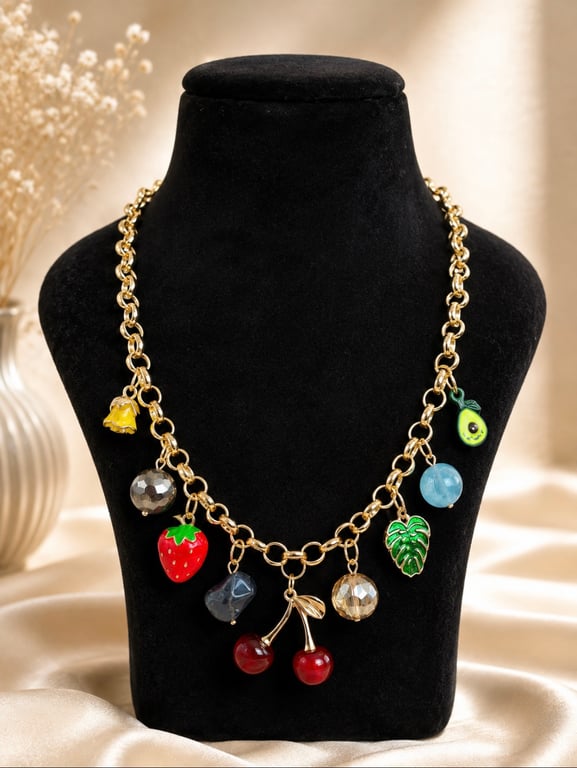 Playful Fruit & Botanical Charm Necklace