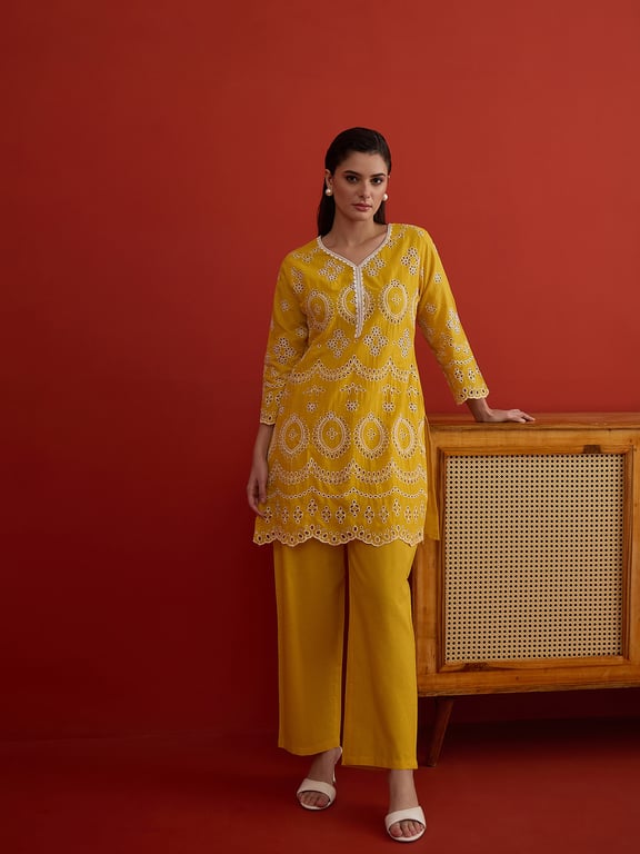 Mustard Bloom Embroidered Co-ord Set thumbnail 3
