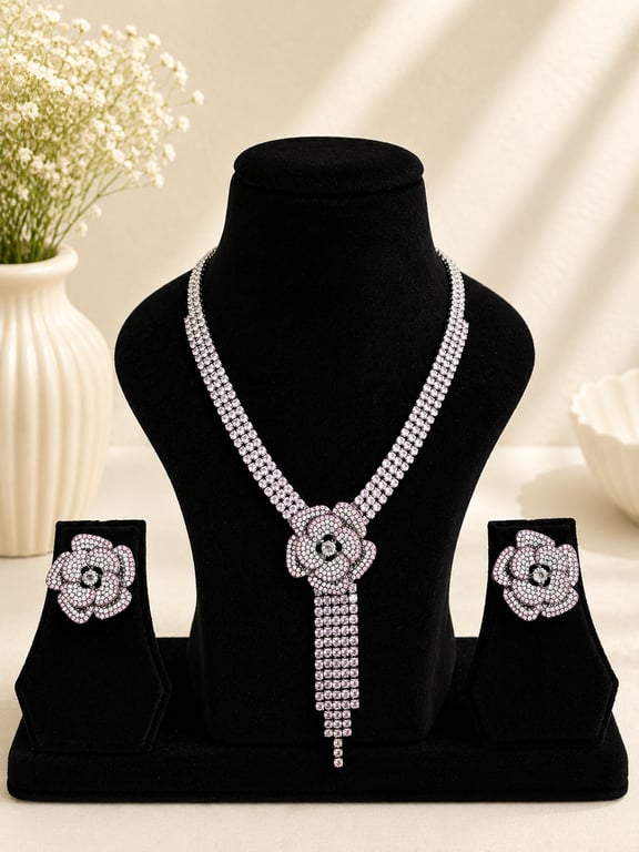 Crystal Flower Necklace Set