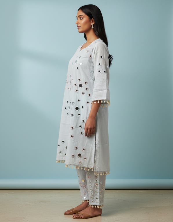 Floral Panel Printed Kurta Pant Set thumbnail 2