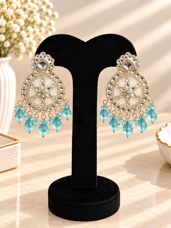 Ornate Crystal Beaded Chandelier Earrings
