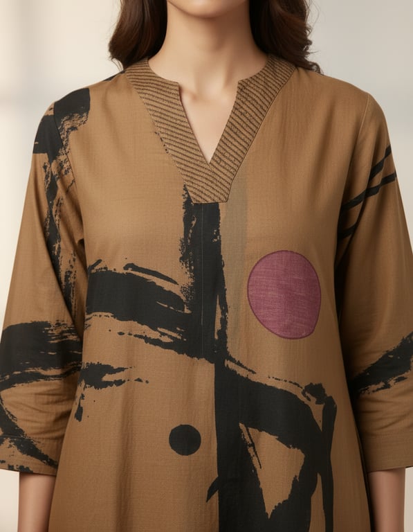 Abstract Brushstroke Printed Kurta Pant Set thumbnail 2