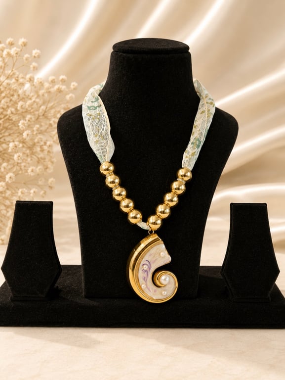 Pearl Shell Spiral Scarf Necklace