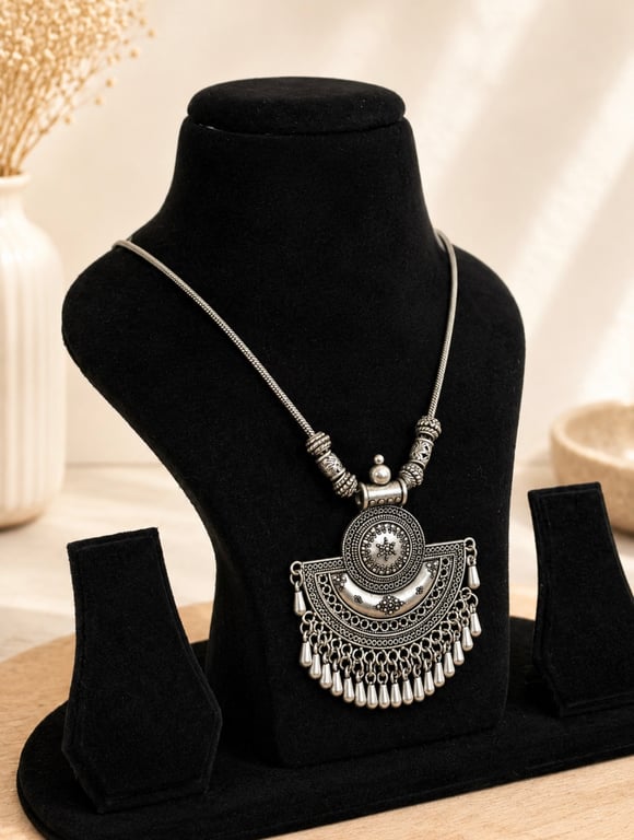 Circular Crescent Statement Necklace thumbnail 2