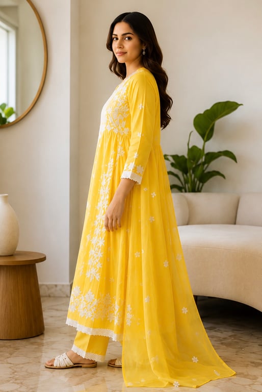 Meadow Bloom Embroidered Anarkali Dupatta Set thumbnail 2