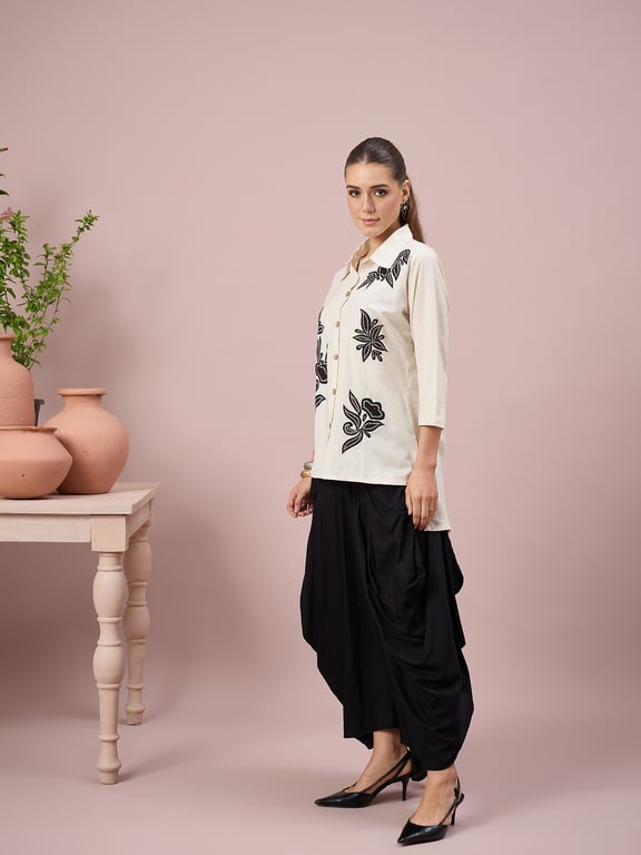Floral Embroidered Shirt Skirt Set thumbnail 3