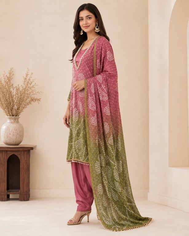 Zariya Bandhani Ombre Suit Set thumbnail 3