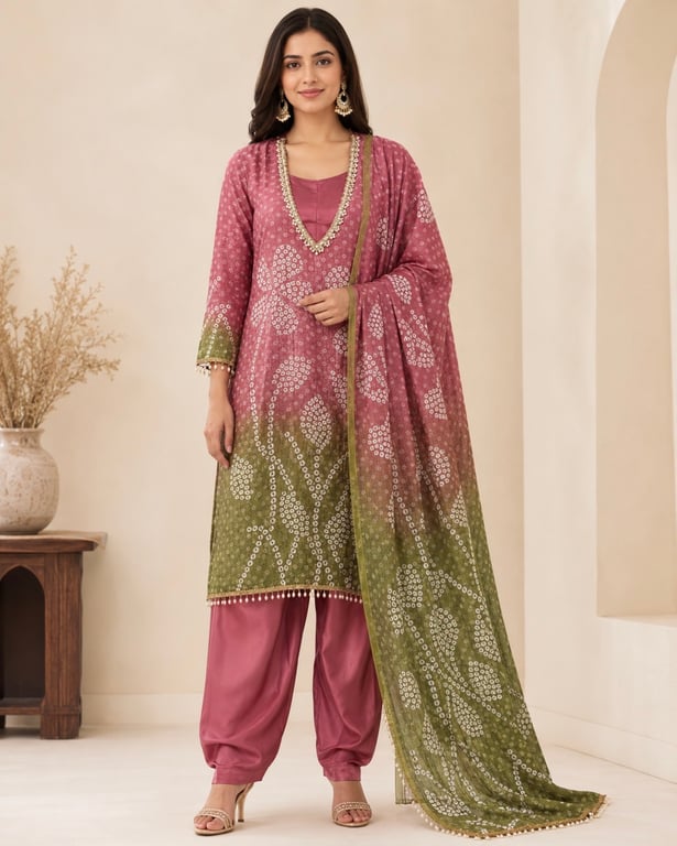 Zariya Bandhani Ombre Suit Set