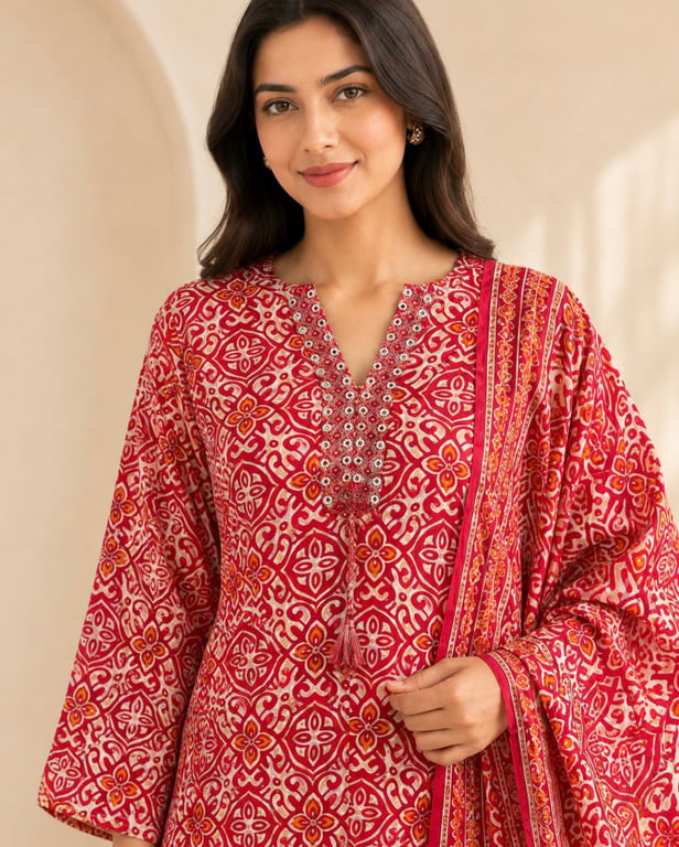 Crimson Heritage Printed Kurta Set thumbnail 4