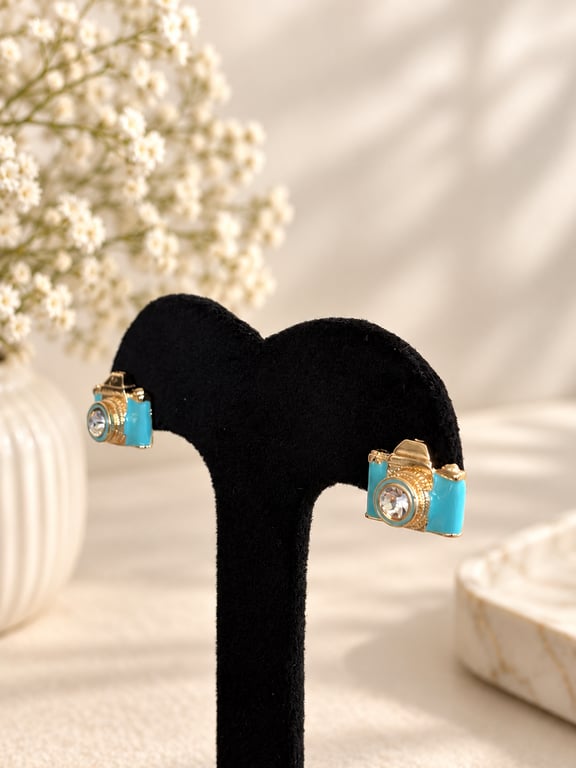 Turquoise Camera Stud Earrings thumbnail 2