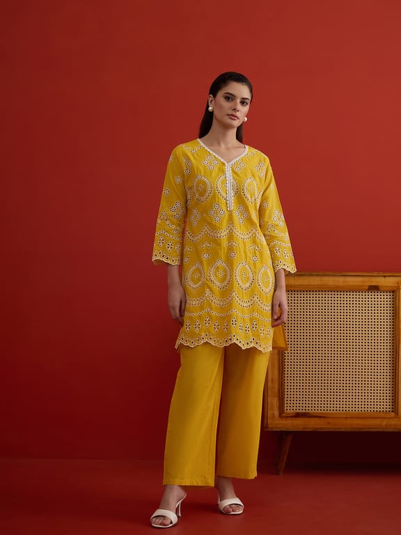 Mustard Bloom Embroidered Co-ord Set