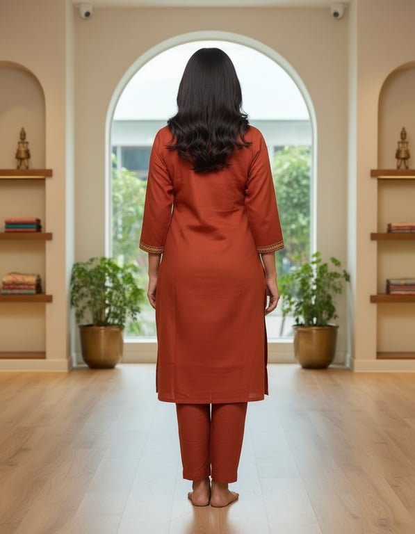 Bird Motif Embroidered Kurta Pant Set thumbnail 3