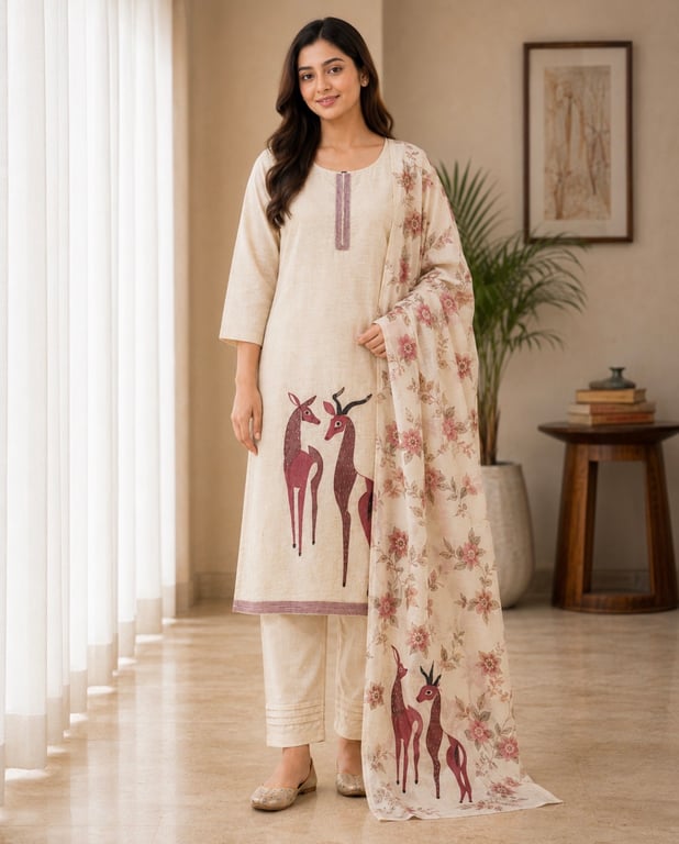 Heritage Motif Printed Kurta Pant Set