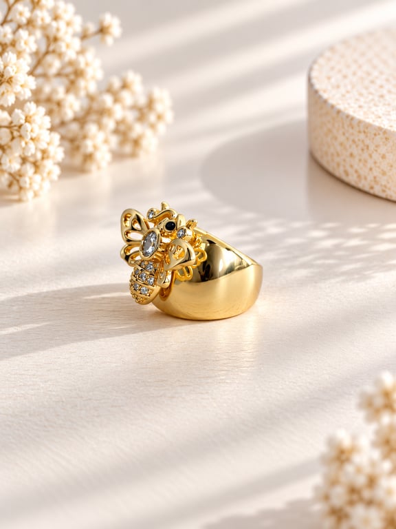 Ornate Crystal Floral Statement Ring thumbnail 3
