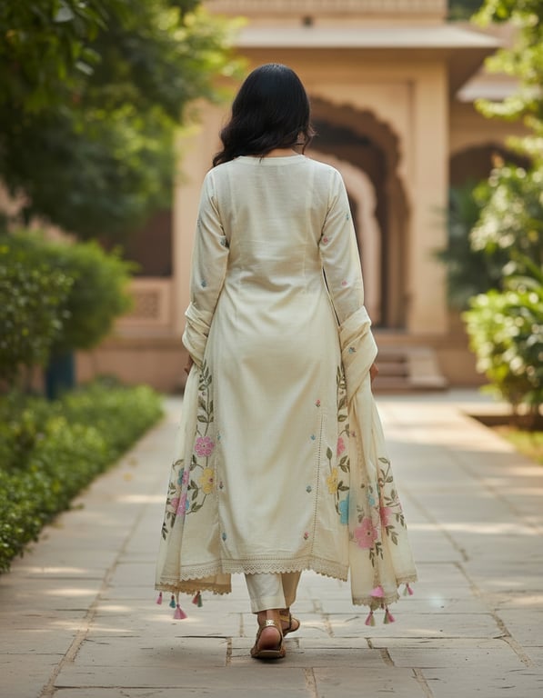 Garden Bloom Embroidered Kurta Dupatta Set thumbnail 4