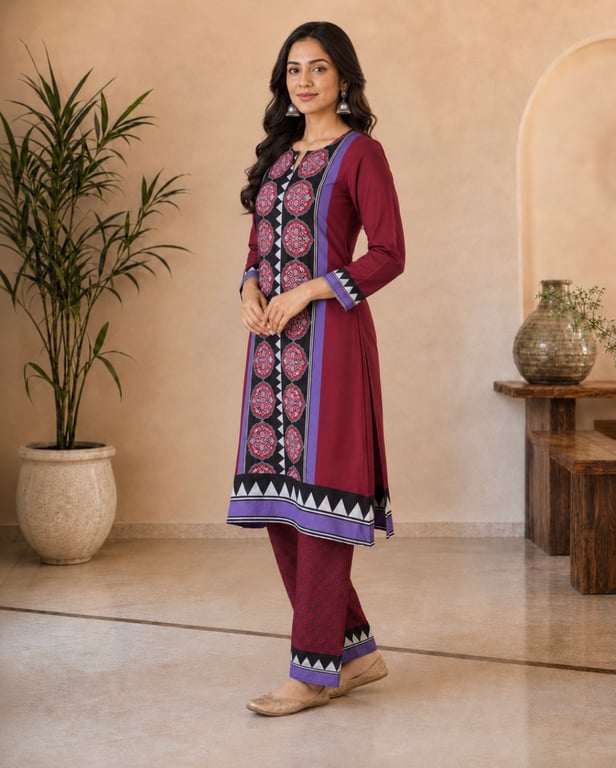 Medallion Print Kurta Pant Set thumbnail 2