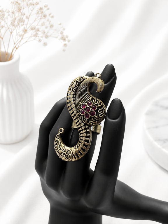 Royal Peacock Paisley Statement Ring thumbnail 2