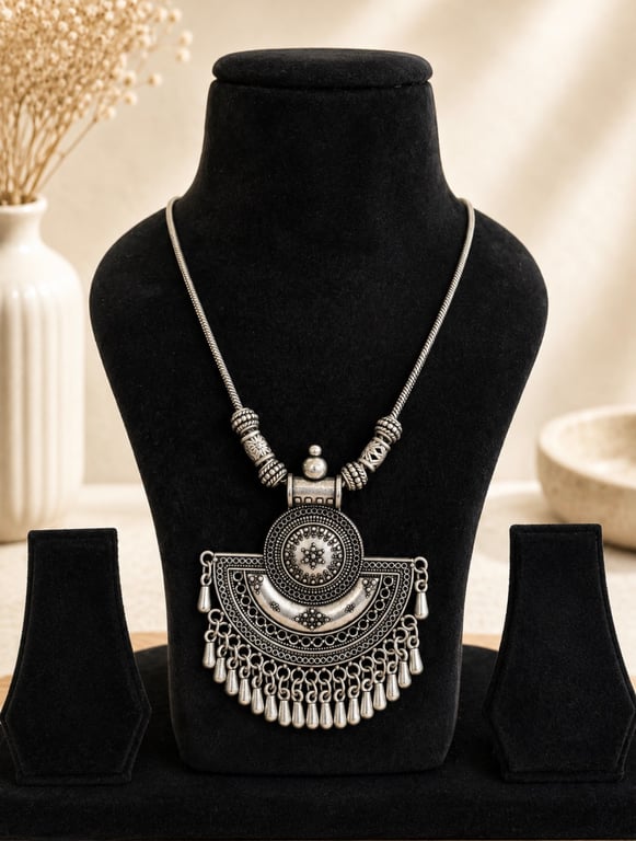 Circular Crescent Statement Necklace