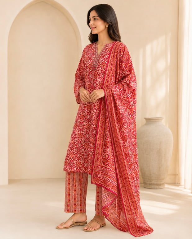 Crimson Heritage Printed Kurta Set thumbnail 3