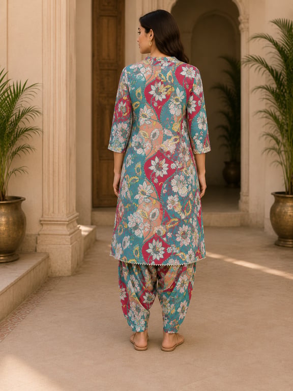 Botanical Mosaic Kurta Tulip Pant Set thumbnail 3