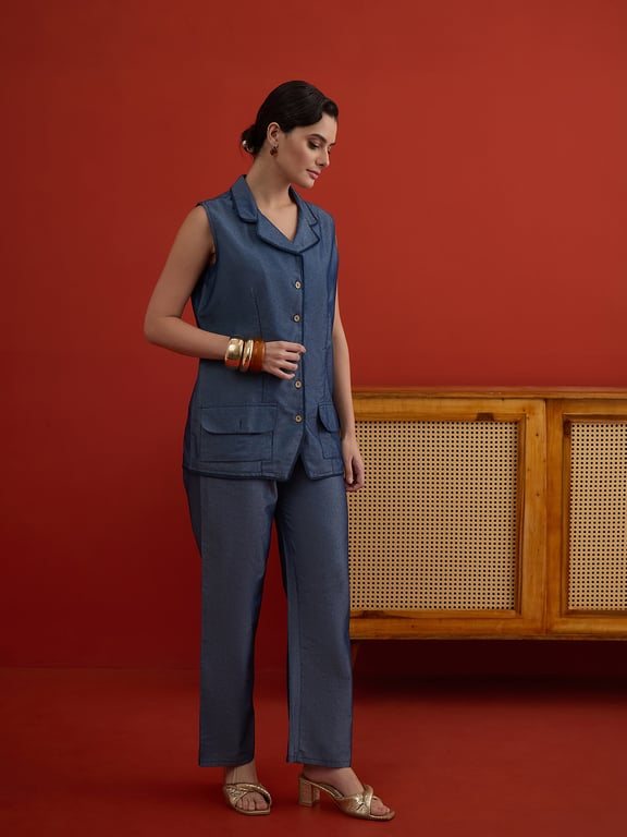 Azure Ease Linen Co-Ord Set thumbnail 4