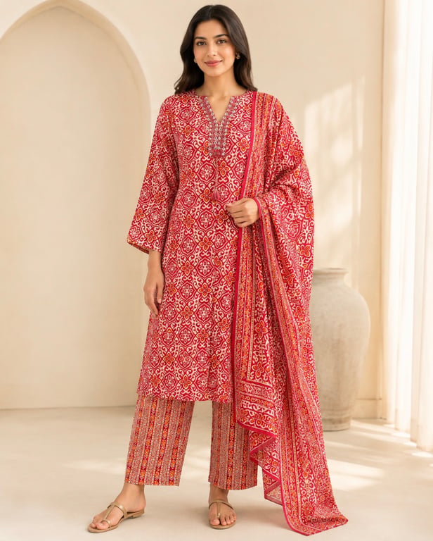 Crimson Heritage Printed Kurta Set