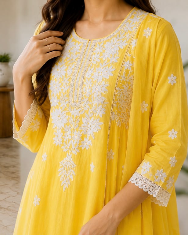 Meadow Bloom Embroidered Anarkali Dupatta Set thumbnail 3