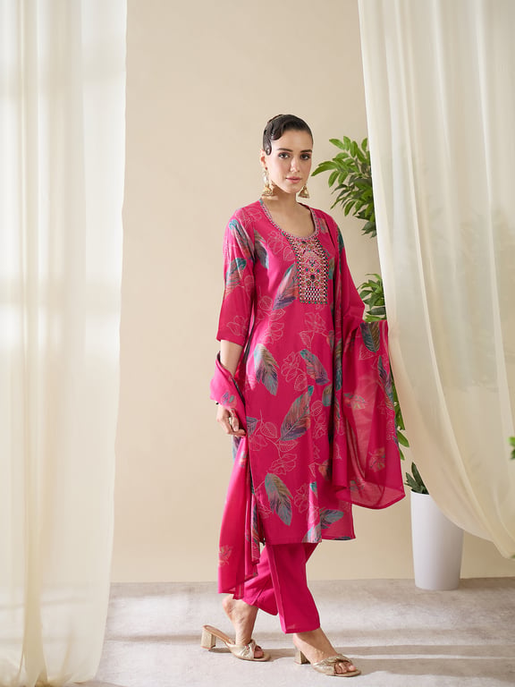 (Libas) Chanderi Silk Cotton Kurta Set thumbnail 3