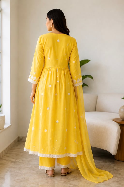 Meadow Bloom Embroidered Anarkali Dupatta Set thumbnail 6