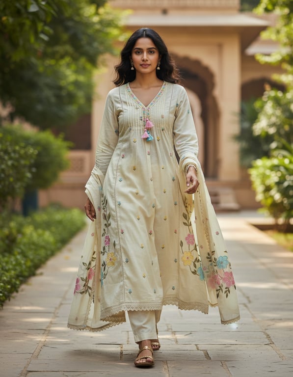 Garden Bloom Embroidered Kurta Dupatta Set
