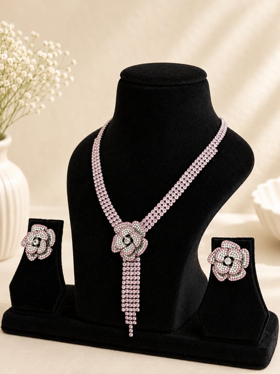 Crystal Flower Necklace Set thumbnail 2