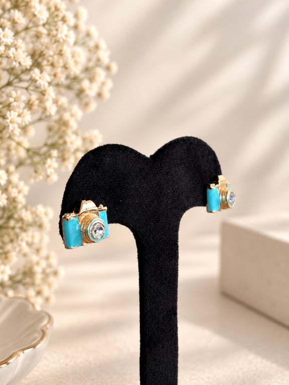 Turquoise Camera Stud Earrings thumbnail 3