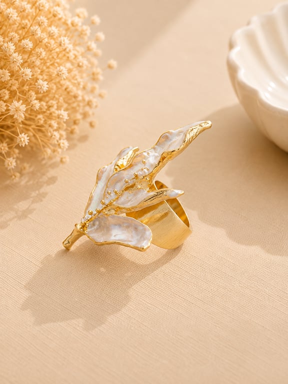 White Leaf Statement Ring thumbnail 2