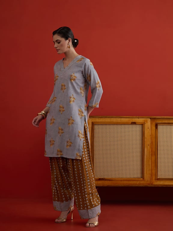 (Libas) Sunburst Floral Printed Kurta Pant Set thumbnail 3