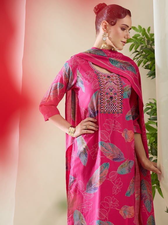 (Libas) Chanderi Silk Cotton Kurta Set thumbnail 5