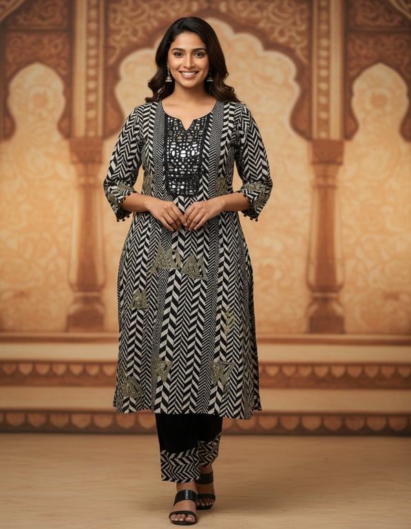 Botanical Embroidered Kurta Pant Set