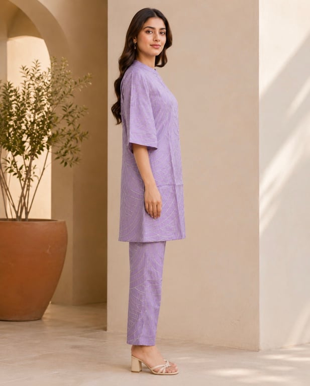 Heritage Floral Panel Kurta Pant Set thumbnail 3