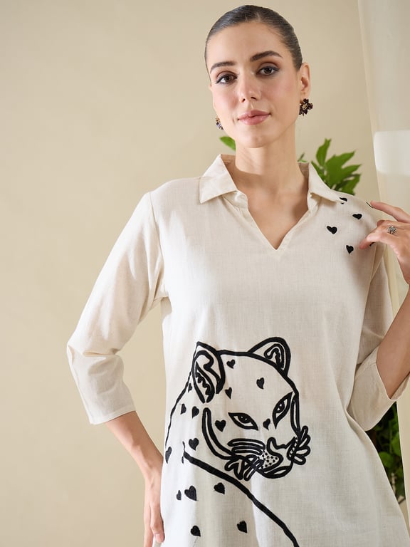 Heywomaniyaa Khadi Cotton Animal Print Shirt thumbnail 5