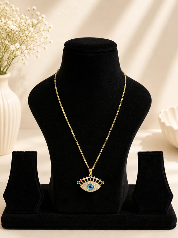 Rainbow Evil Eye Pendant Necklace