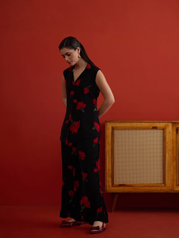 (Advita) Scarlet Bloom Viscose Blend Co-Ord Set thumbnail 5