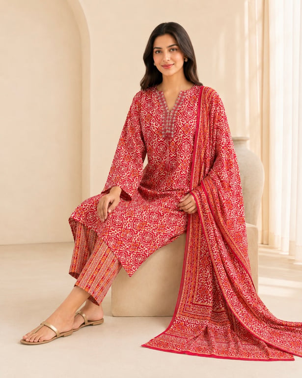 Crimson Heritage Printed Kurta Set thumbnail 5