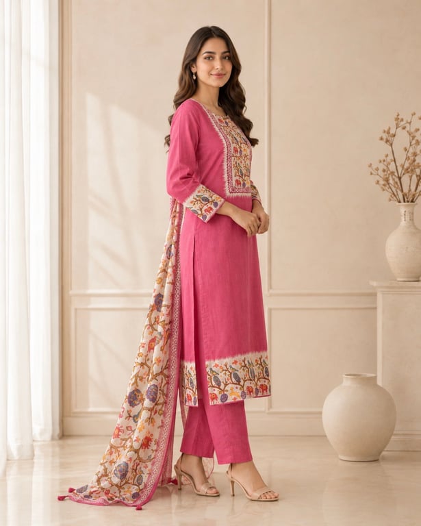 Rosewood Folk Print Kurta Set thumbnail 2