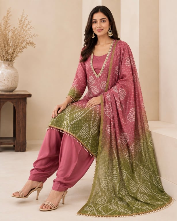Zariya Bandhani Ombre Suit Set thumbnail 4