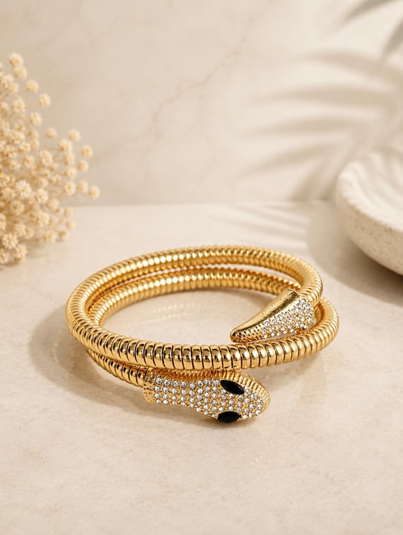 Double Snake Head Cuff Bracelet thumbnail 2