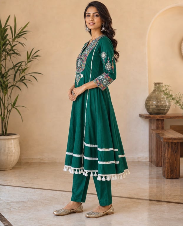 Mirror Work A-Line Kurta Pant Set thumbnail 3
