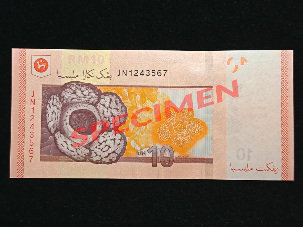 Malaysia，2025，10 Ringgit，JN 1243567，Sign.Rasheed Ghaffour，UNC，Jumble Up Dragon Number，Qty 