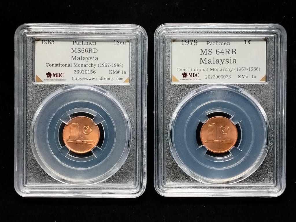 2pcs Lot: Malaysia 1979 / 1985 | 1 cetn / 1 Sen | MDC MS 64 RB / MS 66 RD