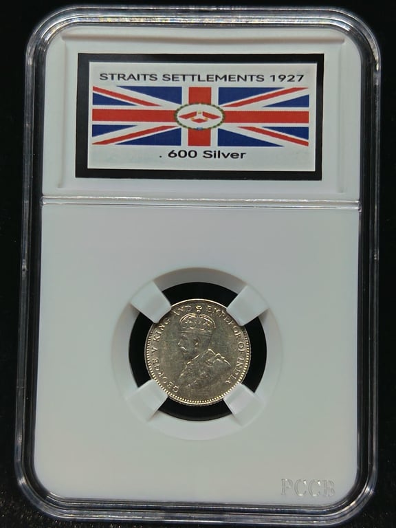 Straits Settlements，1927，10 Cents，Silver 0.600 / 2.71g，UNC，1 Qty 