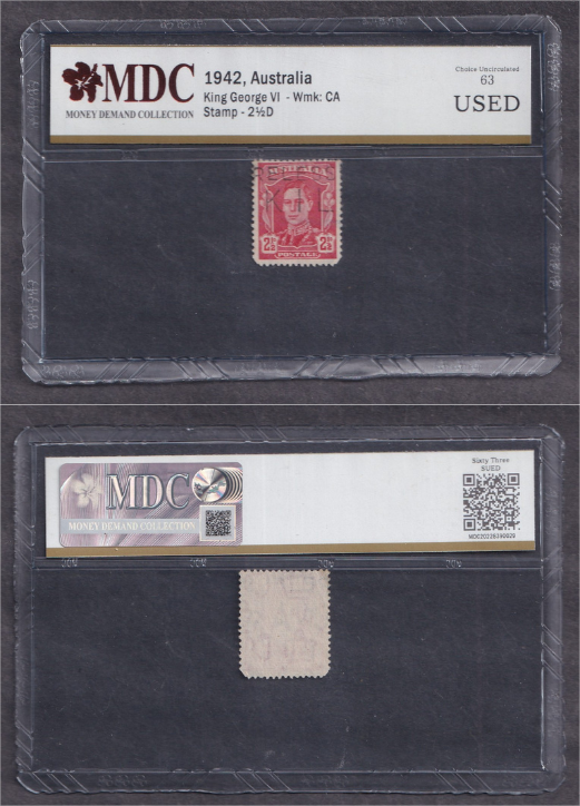 Australia, 1942, 2½D, Stamp, Stamp, MDC 63 USED, King George VI - Wmk: CA 2 1/2 D
