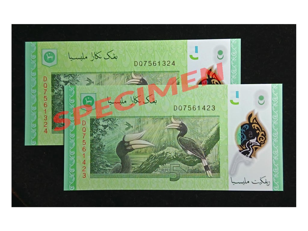 Malaysia，2019，5 Ringgit，DQ 7561423/24，Sign.N.Shamsiah，UNC，Jumble Up Dragon Number，Qty 